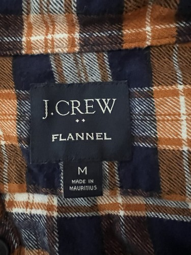 J. Crew Flannel Shirt Men’s Button-down Orange Blue Plaid Long Sleeve Size M  - Picture 4 of 8