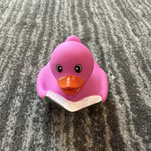 Rubber Duck Pink w/book Decor Jeep Car Home Office Cute Ornament NO Squeak Ducky - Picture 2 of 9