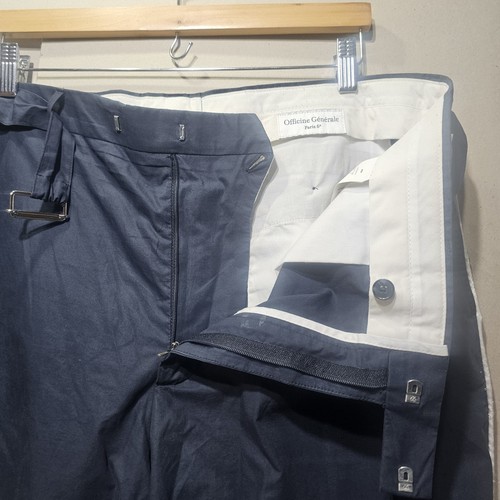 OFFICINE GENERALE LUCIO PANT MEN'S 100% COTTON BLUE SIDE LINES BLUE W36 L30 - Picture 10 of 18