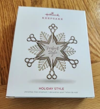 NEW Hallmark Holiday Style Hair Styling Scissor Snowflake Christmas Ornament NIB