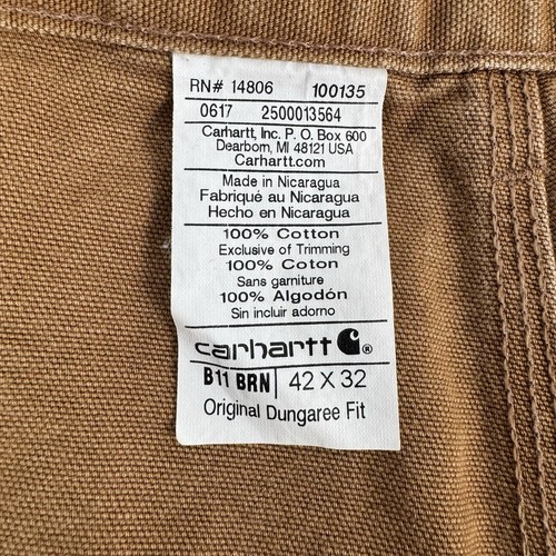 Carhartt B11 Herren Hose Braun BRN Dungaree Fit Original Fit Pants Arbeit Gr. 42x32 - Bild 16 von 17