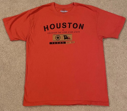 HOUSTON T-Shirt Herren L Hudson News Travel Collection Vintage Orange Grafik Tee - Bild 7 von 7