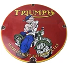 Vintage Triumph Sign - Porcelain Automobiles Popeye Original Gas Oil Pump Sign