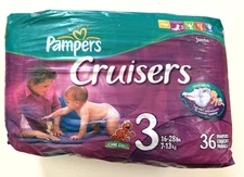 Vintage Diapers 2004? Pampers Cruisers Size 3 Rare Pack Elmo Sesame Street READ,