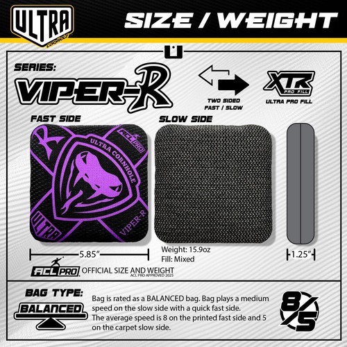 Ultra Cornhole Bags Viper-R Cornhole Bag Set - ACL Approved (Charcoal) - Bild 3 von 5