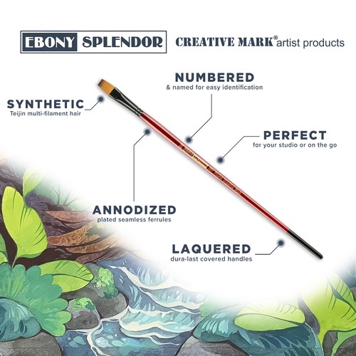 Ebony Splendor Synthetic Teijin Brush Long Handle Brush Filbert #0 Pack of 3 - Picture 2 of 7