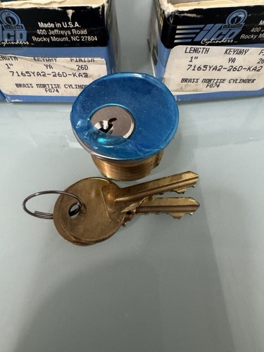 Lot of 3 Ilco • 7165YA2-26D-KA2 • Matching Brass Mortise Lock Cylinders • USA - Picture 2 of 5
