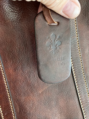 Vera Pelle Italy 100% Italian Leather Briefcase Messenger Bag W Strap 16.5” - Picture 2 of 15