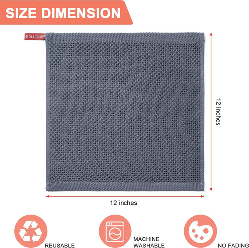 BOOMIBOO Küchentücher, 6er Pack Geschirrtücher 100% 12 x 12 - 6er Pack, dunkelgrau - Bild 2 von 7