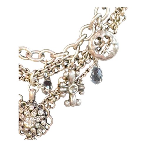 Lucky Brand Rock N Roll Charm Necklace Bob Dylan Dangle Multi Strand Silver Tone - Picture 15 of 19