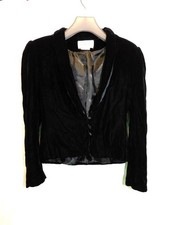 Vtg Prophecy S Black Velvet Blazer Jacket Fitted Cropped Lined 80s 90s USA Made
