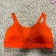 Old Navy Active Neon Orange Bright Vibrant Front Zip Sports Bra Workout Go-Dry