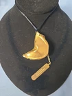 VINTAGE MIRIAM HASKELL GOLD TONE FORTUNE COOKIE NECKLACE