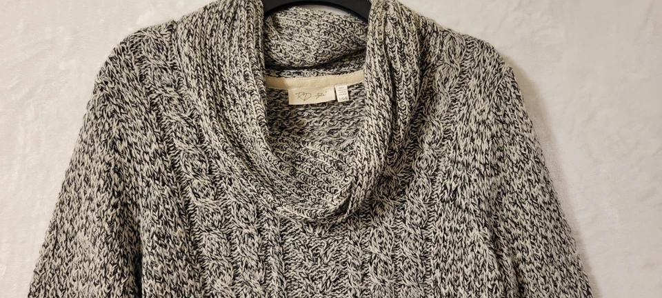 Женщин капот шеи свитер размер большой RD стиль черный белый пуловер длинным рукавом  - Изображение 2 из 4