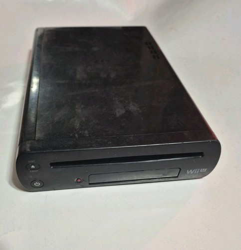 READ!! POWERS ON!! Nintendo Wii U 32GB Black Console ONLY PLASTIC ROUGH Wiiu