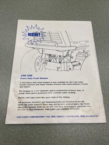 Cub Cadet Super Garden Garten Rasen 2000 Serie Fahrer Traktoren Anbauführung - Bild 6 von 13