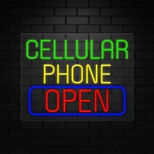 Cellular Phone Neon Sign for Retail Display | LED Flex Neon | 31"W x 24"H x 1"D