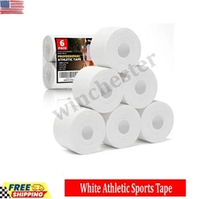 Professional 6 Pack White Athletic Sports Tape - 1.5 Inch × 27 Feet per Roll | T