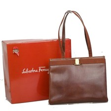 Salvatore Ferragamo Vara Shoulder Bag Leather Brown Leather Shoulder Bag Bag