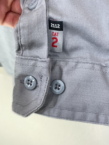 CARHARTT FRS003 MENS Large FR Shirt Gray Twill Long sleeve Cat 2 Work - Picture 4 of 8