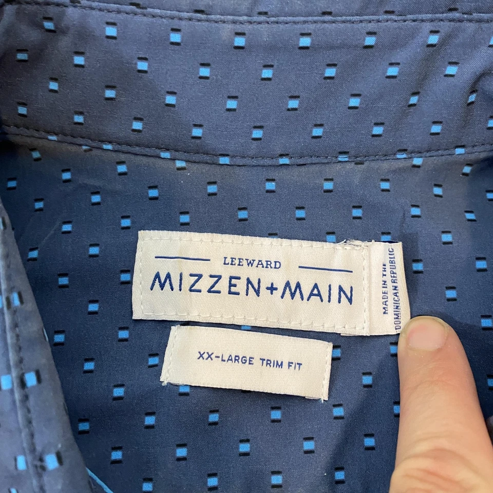 Mizzen+Main Leeward Shirt Mens 2XL Short Sleeve Trim Fit Performance Polka Dots - Image 3 of 4