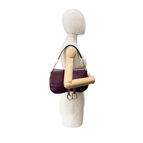 DIOR Double Saddle Purple Leather Shoulder Bag - Picture 3 of 18