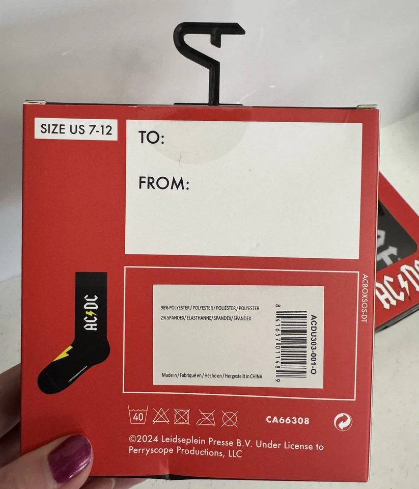 全新 AC/DC 礼品盒 袜子 - 男女通用 尺寸 7-12 - 全新带盒 - 准备赠送 3 PR — 第 3/3 张图片