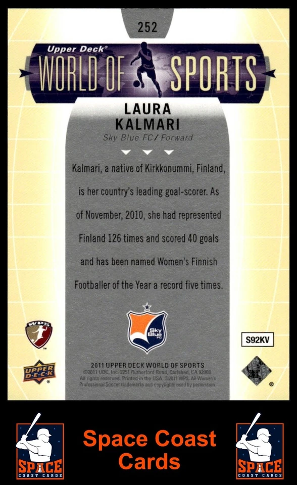 2011 Upper Deck World of Sports #252 Laura Kalmari - Image 2 of 2