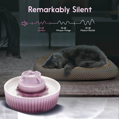 Ceramic Cat Water Fountain, 2.1L/71oz Cat Fountain with 3 Carbon Filters and ... - Picture 3 of 7