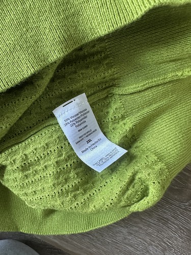 Acogedor suéter con cable de hilo de montaje gratuito ajuste clásico lima cítricos para mujer 2XL - Imagen 4 de 4