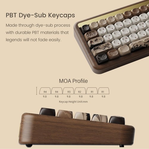 Mechanical Gaming Keyboard with Walnut Wooden Case, MU01 Mountain Seclusion 6... - Picture 2 of 8