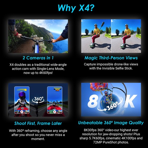 Insta360 X4 - Waterproof 360 Camera + 50-in-1 Accessory Kit + 64GB Card Bundle - Picture 7 of 9