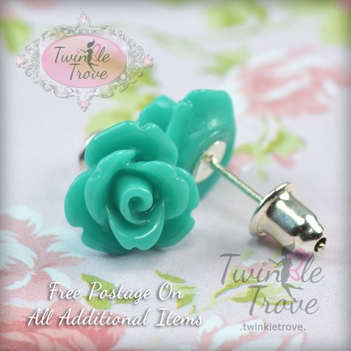 Pequeños Lindos Pendientes de Tachuelas Flor Rosa Brote Boda, Regalo de Dama de Honor - Imagen 2 de 31