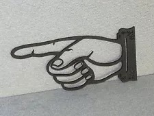 Large Left Wood Pointing Finger Wall Decor Sign Man Cave Art