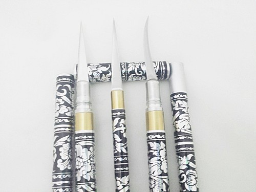 Black Set 3 Fruit Carving Knife Thai Vegetable Soap Art Mukimono Engraving hand - Picture 6 of 8