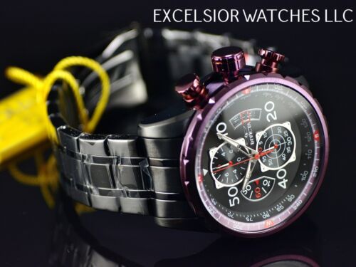 Neu Invicta Herren FLIEGER CHRONOGRAPH Quarz schwarz lila Ton SS 48 mm Uhr - Bild 3 von 9