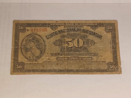 Banconota 50 Centavos Banca Nazionale del Nicaragua 1938 - Foto 1 di 6