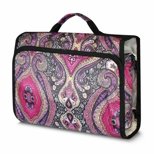Paisley Rosa Púrpura Colgante Organizador de Viaje Maquillaje Joyería Bolsa de Artículos de Aseo NUEVO - Imagen 3 de 4