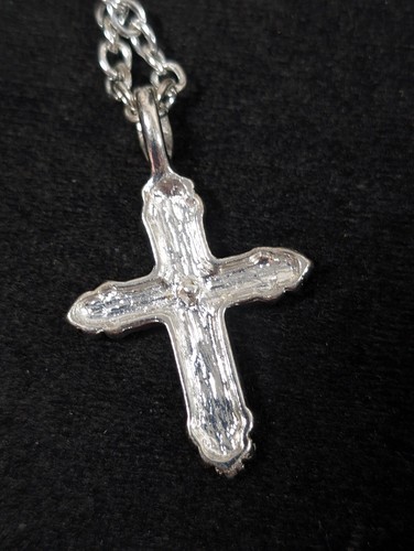 Western Silver Tone Scroll Cross CZ Pendant Oval Chain Necklace 21 inch - Picture 7 of 9
