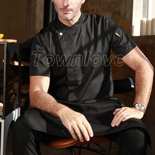 Men Chef Uniform Kitchen Jacket Coat Short/Long Sleeve Cooking Restaurant Top - Picture 12 of 30