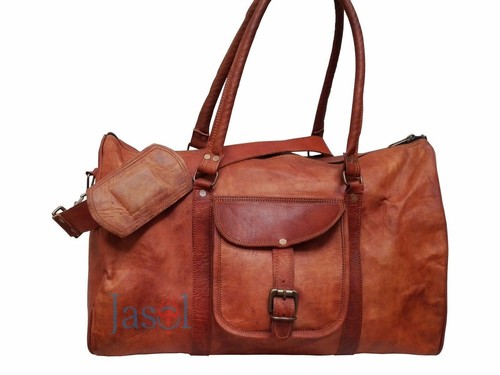 Bolsas de gimnasio de lona de equipaje de viaje de cuero genuino vintage marr... - Imagen 5 de 6