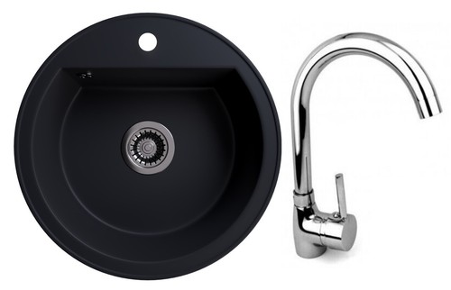 Fregadero de granito negro puro LINDBERGH® "TON44" fregadero empotrado fregadero de cocina fregadero - Imagen 39 de 40