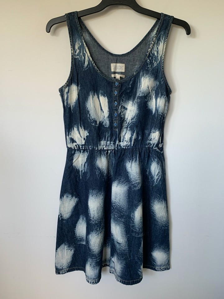 ESPRIT SIZE 6 SLEEVELESS SCOOP NECK BLEACHED BLUE DENIM TANK DRESS