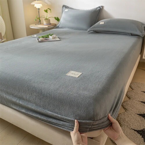 Velvet Bed Sheets Plush Fabric Mattress Cover For Winter Cover Bed Linen Set - Picture 16 of 31
