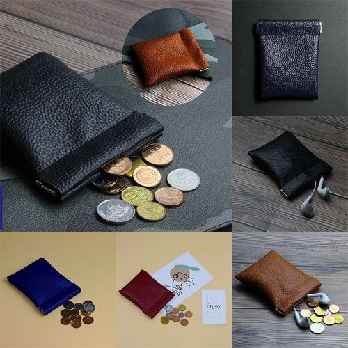 COIN POUCH PURSE LEATHER MENS LADIES SNAP WALLET MULTICOLOR UNISEX SOFT CARD BAG - Foto 2 di 17