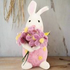 Primitive Farmhouse Felt Spring Easter Bunny With Flower Bouquet