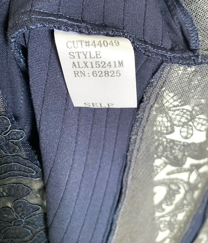 TADASHI SHOJI Navy Sheer Lace Corded Embroidery Tulle Pintuck Jersey Dress S 4/6 - Picture 11 of 11