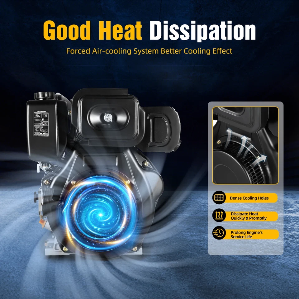 4-Stroke 10HP Industrial Diesel Engine 418CC 186FA Air Cooling Single-Cylinder - Image 4 of 4