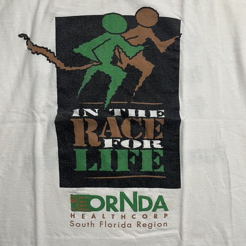 Vtg In The Race For Life relay race t shirt sz L single stitch fruit of the loom - Picture 2 of 5
