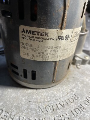 yuu様 Ametek 117429-00 Type X38040309-01 208/230 Volt 3500/3000 RPM